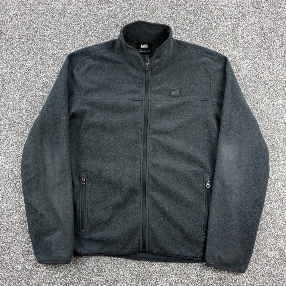 REI Co-op Fleece Jacket‎ Mens Large Black Full Zip Outdoor Lightweight Hiking